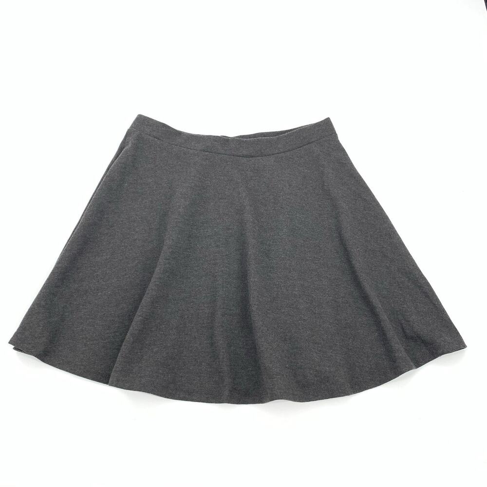 Doublju Jersey Knit A-Line Short Circle Skirt Size Large Womens Dark Gray Mini L